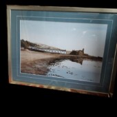 Framed picture of watercolour painting of the seaside